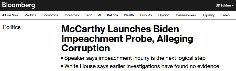 美国突发重磅消息！美众议院议长启动对拜登的弹劾调查：拜登家族有“腐败文化”(1)